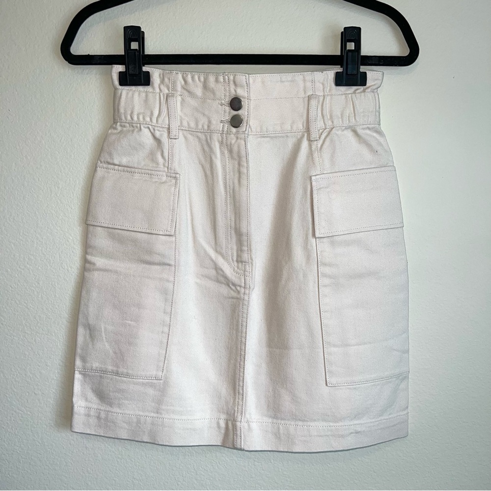 H&M Cargo Utility Paper Bag Short Skirt Beige Tan Cream Size 4 Small NWT
